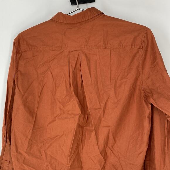 Everlane Relaxed Poplin Picnic Top Orange Button Up Women's Size 6 - Picture 7 of 9